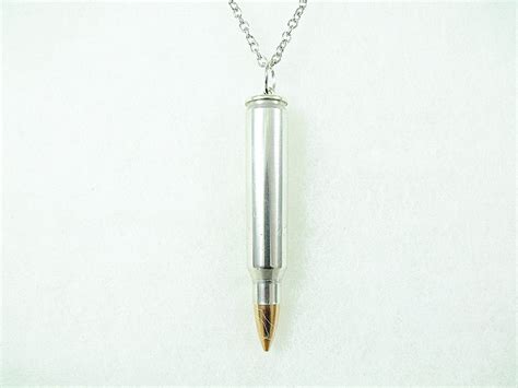 Silver Bullet Necklace 556mm 223 Caliber Bullet Mens Etsy