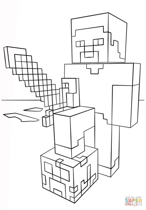Minecraft Steve And Alex Coloring Pages - kidsworksheetfun