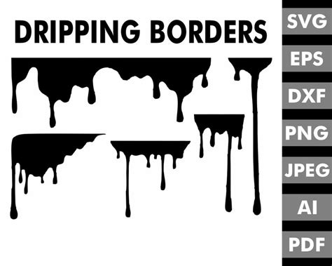Dripping Borders Svg Bundle Dripping Borders Svgdripping Etsy