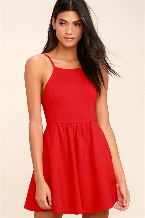 Pretty Red Dress Skater Dress Backless Dress Knit Skater 54 00