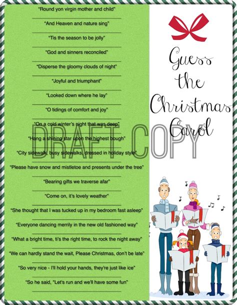 Christmas Game Guess The Christmas Carol Game Instant Etsy