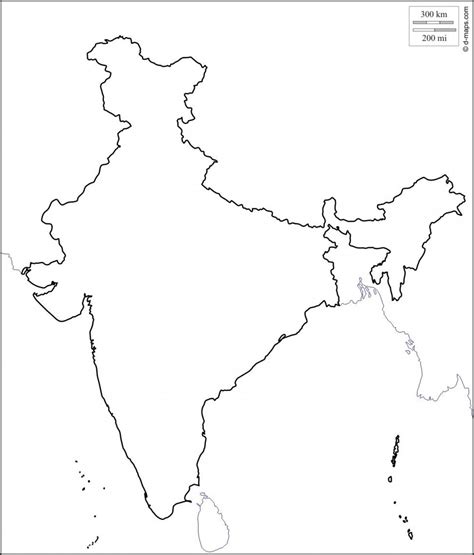 India Political Map With Political Outline Map Of India Printable