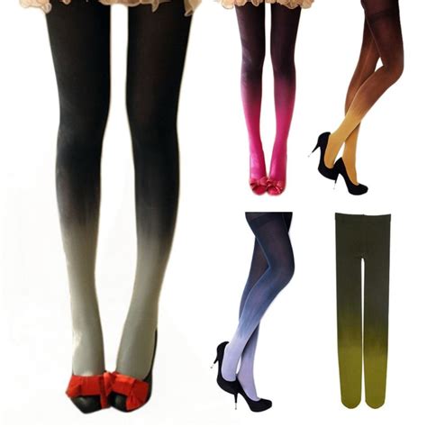 women girls sexy gradient watercolor slim pantyhose tie dye ombre vintage tights stockings