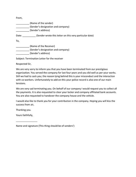 35 Perfect Termination Letter Samples Lease Employee Contract