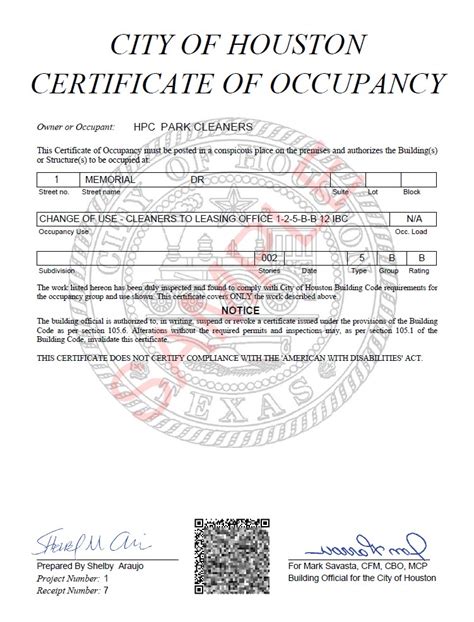 Process Change Notification-Certificates of Occupancy | Houston