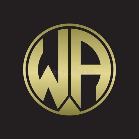 Wa Logo Monogram Circle With Piece Ribbon Style On Gold Colors Stock