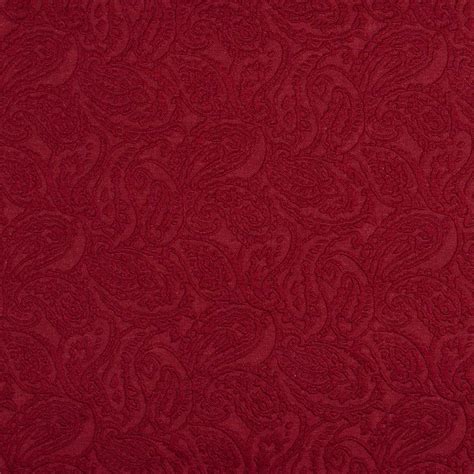 Red Paisley Jacquard Woven Upholstery Grade Fabric By The Yard