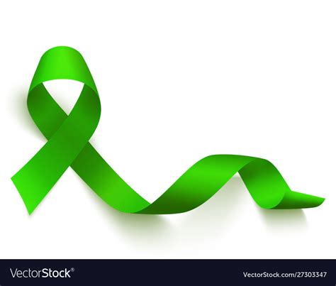 Realistic Green Ribbon Medical Symbol Lymphoma Vector Image