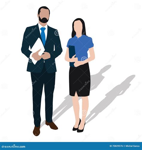 Two Business People Stand With Documents Stock Vector Illustration Of