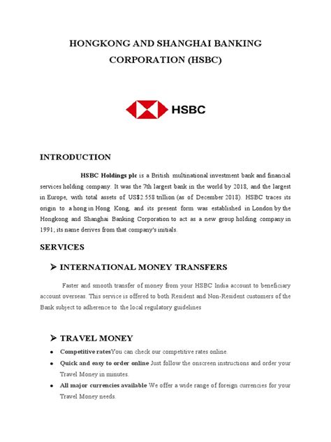 Hongkong And Shanghai Banking Corporation Hsbc International Money