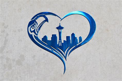 Seattle Seahawks Sign Seahawks Heart Seahawks Metal Art Etsy