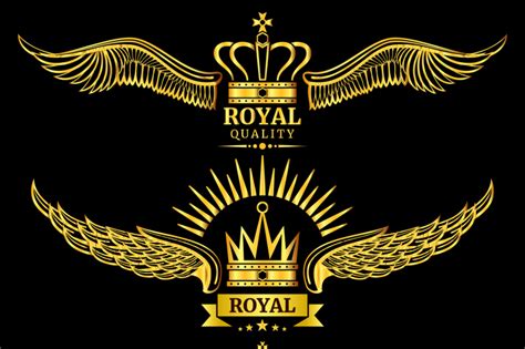 Golden Vector Wing Crown Royal Logo By Microvector