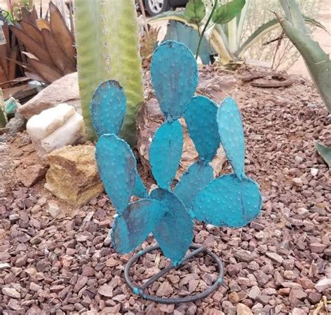 The cactus community on reddit. Mini Turquoise Metal Prickly Pear Cactus Arizona Desert ...