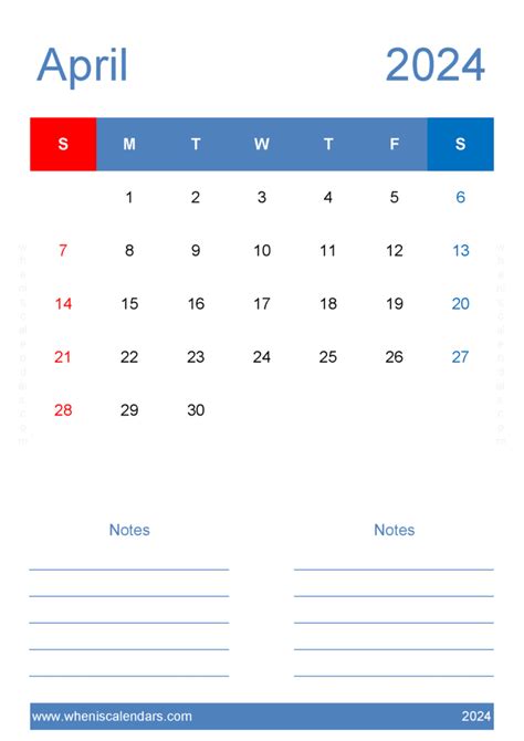 April Calendar 2024 Print Monthly Calendar