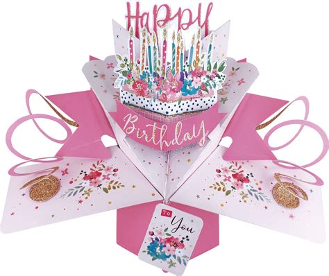 Happy Birthday Cake Pop Up Greeting Card Original Second Nature D Pop Up Cards EBay