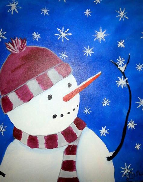 Catching Snowflakes By Leanne Popular Paintings Easy Canvas Painting