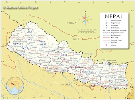 Administrative Map Of Nepal Nations Online Project