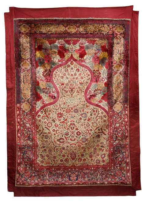 bonhams a kashan silk prayer rug central persia circa 1890 6 ft 5 in x 4 ft 5 in 195 x 135