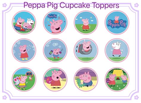 Printable Peppa Pig Cupcake Toppers Cupcake Picks Stickers Etsy Finland