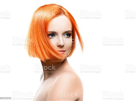 Beautiful Young Redhead Woman Isolated On White Background In Motion