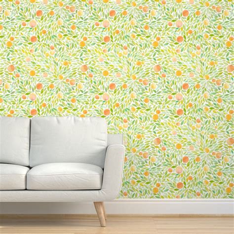 Orange Tree Wallpaper Traditional Wallpaper Prepasted Wallpaper