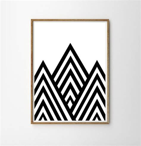 Geometric Poster Set Set Of Two Prints Black And White Wall Etsy