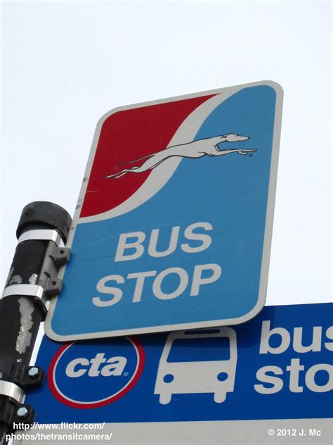 Greyhound Bus Stop Sign Dempster Skokie Station Busway Sk Flickr