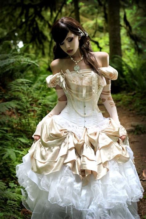 Steampunk High Low Wedding Dresses Viktorianischer Cotton Alternabrides Goth Ou Struck Lightning