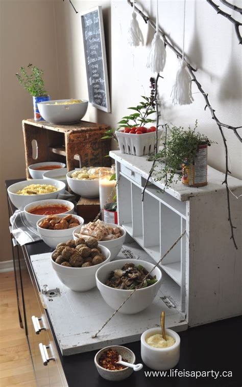 Does the idea of hosting a dinner party send you into a panic? pasta-bar-buffet 9.jpg | Pasta bar, Pasta party, Pasta bar ...