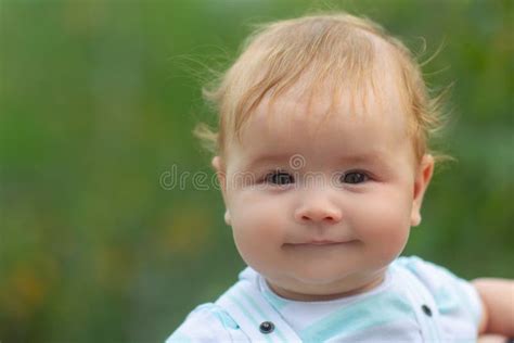 Portrait Of A Little Baby Boy Face Outdoor Stock Photo Image Of