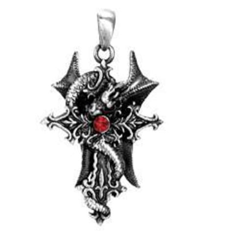 Dragon Gothic Cross Pendant Collectible Medallion Necklace Accessory