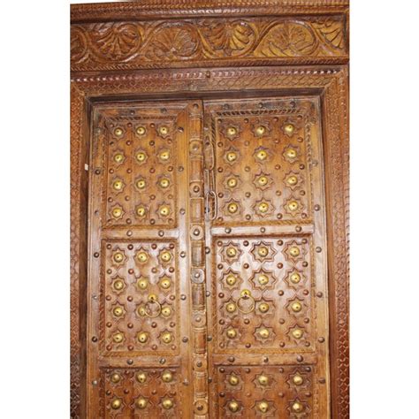 Antique Indian Hand Carved Wooden Door And Frame Chairish