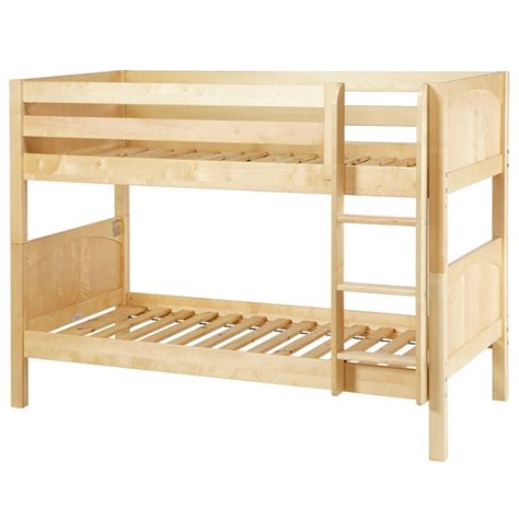 This top bunk comes with slat rolls to hold your mattress. Low Bunk Beds - Hardwood Twin Low Bunk Bed with Straight Ladder