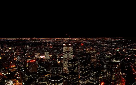1366x768 Resolution Aerial Photo Of City Skyline At Nighttime Hd