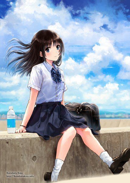 Anime Picture Original Kazuharu Kina Long Hair Single Tall Image Blue