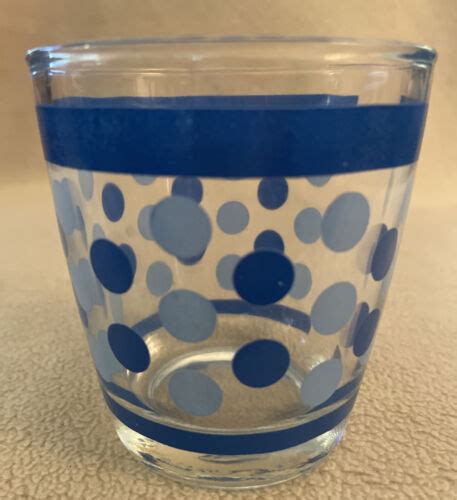 Vintage Hazel Atlas 1 2 Pint Blue Polka Dot Sour Cream Glass Highly