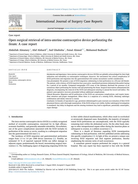 PDF Open Surgical Retrieval Of Intra Uterine Contraceptive Device