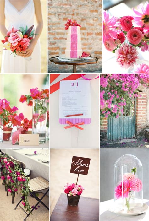 Girly Wedding Color Palette Mixed Hues Of Pink Fuschia Red Spring
