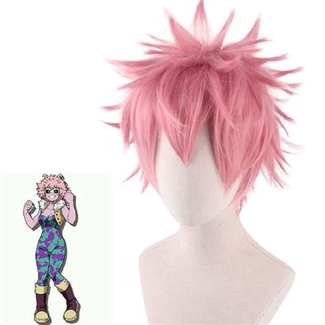 Wig For 3 Mina Ashido Cosplay Wig Men Short Pink Synthetic Hair Boku No Hero