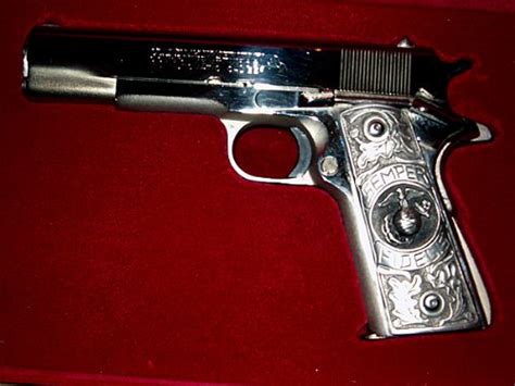 Pewter 1911 Gun Grips Usmc Marine Corps Eagle Semper Fidelis Engraved