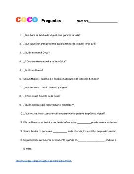 See more of un puente a la amistad on facebook. Coco SPANISH movie questions by Sra Parrish | Teachers Pay ...