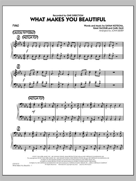 What Makes You Beautiful Piano Sheet Music John Berry Jazz Ensemble