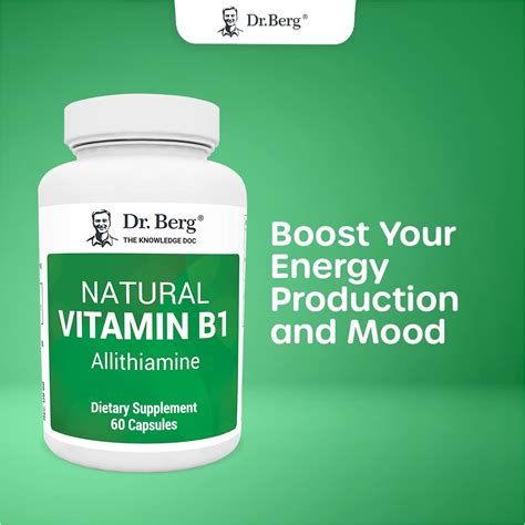 Dr. Berg's Natural Vitamin B1 - Thiamine B1 Supplement - Promotes