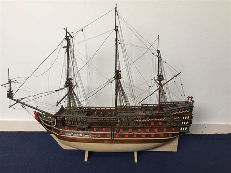 Ship Model 17th Century Warship Model Wood Second Half 19th