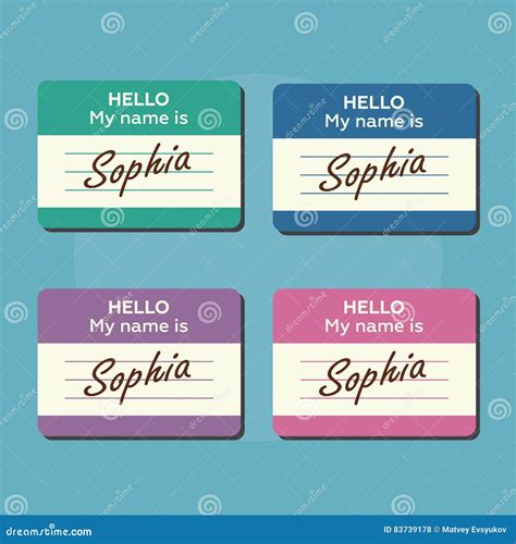 Hello My Name Is Introduction Cards Labels And Badges Set Stock Illustration Illustration