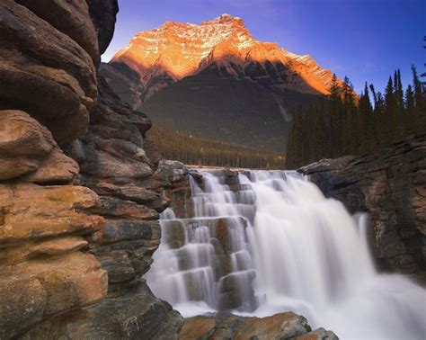 Mount Kerkeslin And Athabasca Falls Canadian Rocky Mountains Alberta