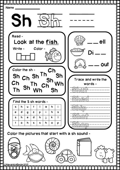 SH Digraph Worksheets | Phonics worksheets, Phonics, Phonics kindergarten