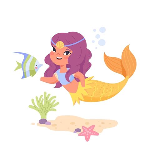 Premium Vector Cute Mermaid Character