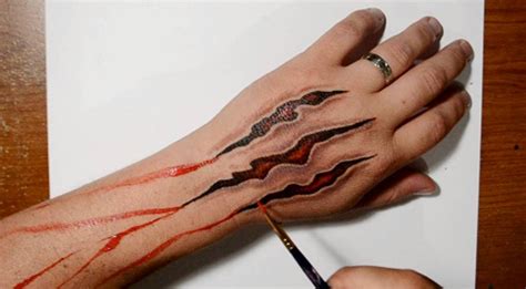 How To Draw Claw Marks In Skin Cool Trick Art Youtube