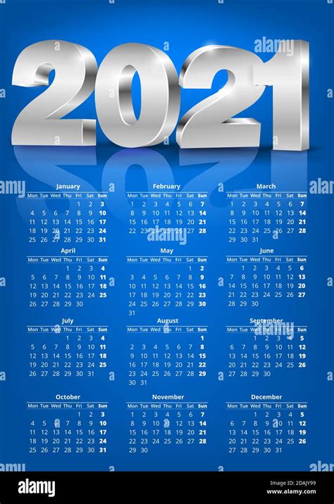 2021 Vector Calendar Stock Vector Image And Art Alamy